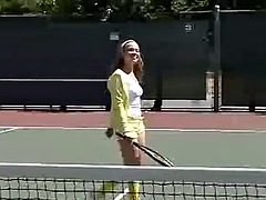 Teen masturbates outdoors after tennis