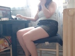 Amateur, Pareja, Juegos, Pajear, Ama de casa, Cocina, Desnudo, Fumando
