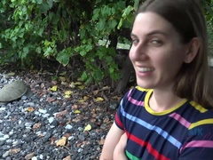 Pijpbeurt, Sperma, Vingeren, Harig, Orgasme, Buiten, Gezichtspunt, Bekijker