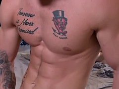 Buff soldiers suck in group and bareback fuck