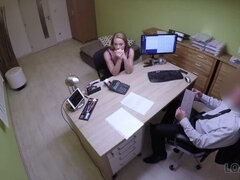 LOAN4K. naive chick gets fucked on the desk in the office