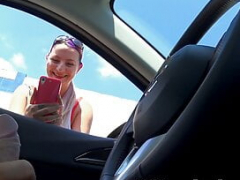 Enthousiasteling, Amerikaans, Auto, Sperma shot, Flashing, Buiten