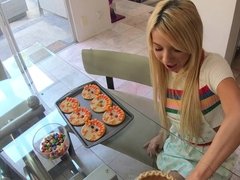 Kenzie Reeves gives a whipped cream blowjob and gets creampied on Thanksgiving