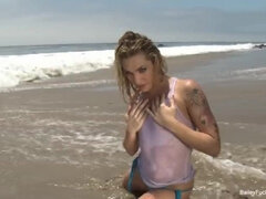 Playa, Rubia, Morena, Hd, Natural, Al aire libre, Pequeña, Mojado