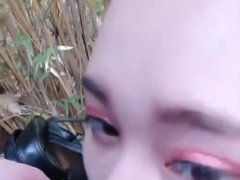 18 ans, Asiatique, Chinoise, Tir de sperme, De plein air, Petite femme, Public, Nénés
