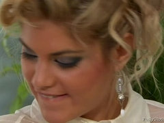 Blond, Vrouw, Hardcore, Natuurlijk, Naakt, Panty, Zuigen, Trio