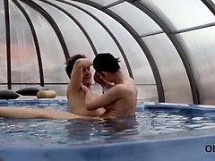 Blasen, Braunhaarige, Papi, Handjob, Zierlich, Dürr, Jungendliche (18+), Titten