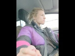 Grosser schwanz, Blasen, Auto, Deutsch, Handjob, Im freien