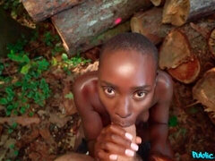 Afrikaans, Kont, Grote lul, Zwart, Pijpbeurt, Interraciaal, Buiten, Strippen