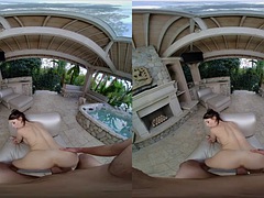 VR BANGERS nude Charlie Summer sucks cock in the jacuzzi - outdoor sex in first person, VR porn