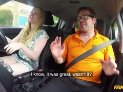 Sexy blonde makes driving instructor forget about everything