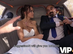 Bride permits husband to watch her having ass scored in limo