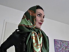 Lady Victoria Valente Satin Headscarves Fashion Show, Leather and Satin, Scarf Queen