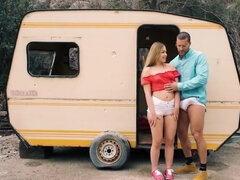 Fucking a petite blonde starlet by his brand new van