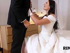 結婚, 茶髪の, フェティッシュ, 旦那, オマンコ, コキ, 結婚式, 妻