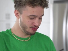 Blond, Pijpbeurt, Sperma, Vrouw, Fetisj, Keuken, Orgasme, Tiener