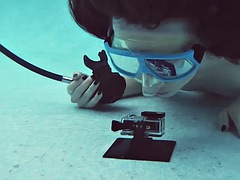 Amateur, Chica, Morena, Piscina, Público, Solo, Adolescente, Bajo el agua