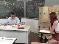 共学, 大学生, 毛深い, 自然山雀, 赤毛, ストッキング, フェラする, 教師