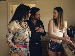 フェラチオ, 茶髪の, 女 人男 人, 手コキする, オマンコ, ティーン, 三人, オッパイの