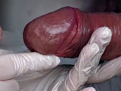 Sperma shot, Dominante vrouw, Fetisj, Duits, Handschoenen, Handbeurt, Hardcore, Latex