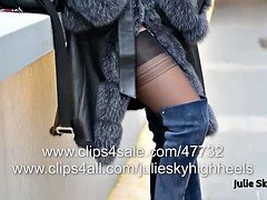 best of julie skyhigh in stockings, fur and miniskirt public