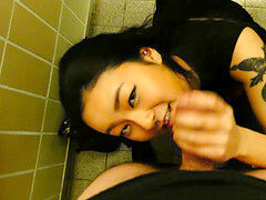 Public wc oral job by crazy asian girl