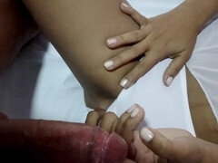 Noire, Brunette brune, Éjaculation interne, Embrassement, Lingerie, Chatte, Adolescente, Branlette espagnole