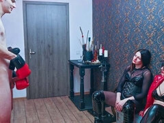 Sadomasochismus, Cfnm, Extrem, Weibliche domination, Wichsen, Leder, Herrin, Schmerz