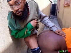 Africain, Amateur, Noire, Attrapée, Noir ébène, De plein air, Public