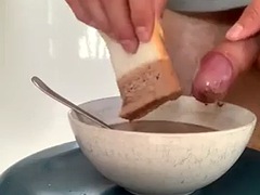 Nutella, milk and dick breakfast food