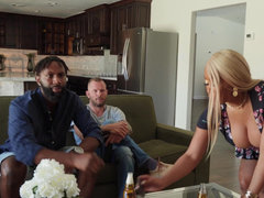 Blasen, Betrug, Paar, Schwarz, Riesig, Ehemann, Titten, Nass