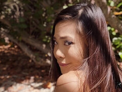 Beach Bum: tattooed Asian with small tits outdoors on the beach - Damon Dice