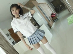 Asiatique, Grosse bite, Talons, Léchez, Élève, Jarretelles, Adolescente, Thaïlandaise