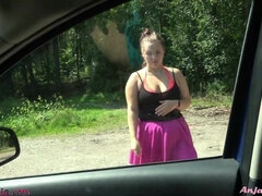 Gros seins, Voiture, Rondelette, Éjaculation interne, Allemand, De plein air, Pov, Public