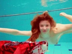 Nana, Européenne, Nue à poil, Piscine, Dénudage, Sous marin