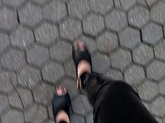 Enthousiasteling, Travestiet, Hakken, Latex, Ondergoed, Pools, Openbaar, Shemale