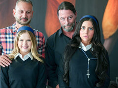 18 jaar, Blond, Pijpbeurt, Bruinharig, Kwartet, Zoenen, Tiener, Tieten likken