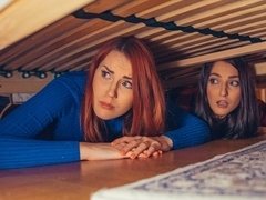 Kont, Grote kont, Bruinharig, Hondjeshouding, 1 man 2 vrouwen, Handbeurt, Kousen, Tiener