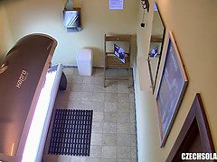 Amateur, Blonde, Tchèque, Masturbation, Rasée, Solarium, Solo, Voyeur