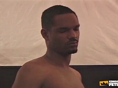 Four black guys lick and fuck each others hairy asses after caressing each other