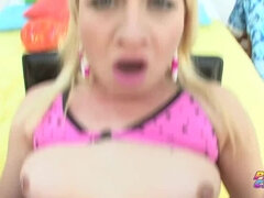 Cul, Bikini, Blonde, Éjaculer dans la bouche, Queue, Léchez, Seins naturels, Rasée