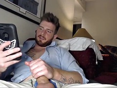 Straight guy strokes his huge hard cock on webcam