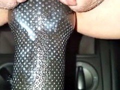 Coche, Consolador, Novia, Al aire libre, Polaco, Mojado