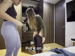 Amateur, Crêpage de chignons, Femelle, Gym, Fille latino, Lesbienne, Chatte, Spandex