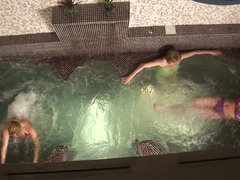 Mature women relaxing in a sauna
