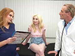 Skinny blonde hottie goes to the clinic and gets jizzed
