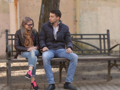 お尻, 美人, カップル, ハードコア, キス, 剃毛, ストリップ