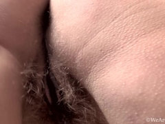 Rubia, Gordita, Peludo, Lencería, Maduro, Pezones inflados, Medias largas