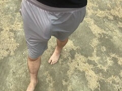 ビーチ, デカチン, 裸, アウトドア, 公共