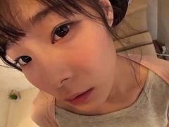 Petite Japanese teen gives blowjob and swallows cum in toilet